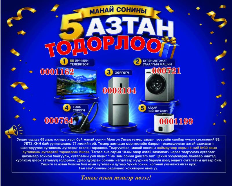 Таван азтан тодорлоо